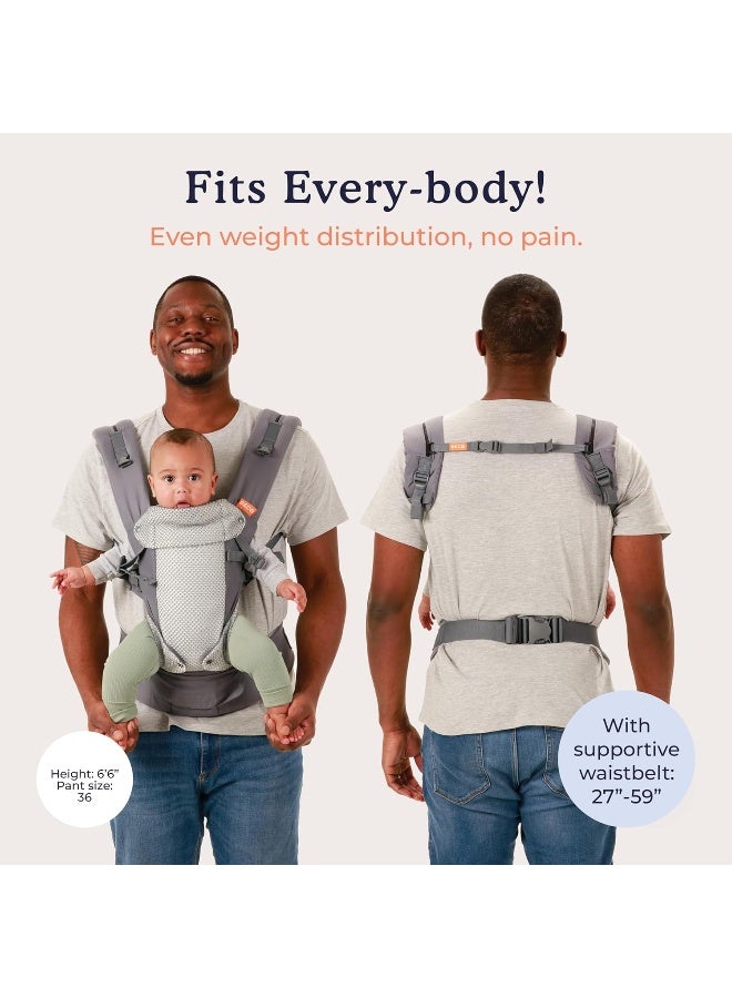 Beco Gemini Baby Carrier from Newborn to Toddler - Certified Ergonomic Newborn Baby Carrier for Infants and Children of 7-35 lbs - M Shape, Adjustable Seat, Breathable 3D Mesh (Cool Dark Grey) - Image 5