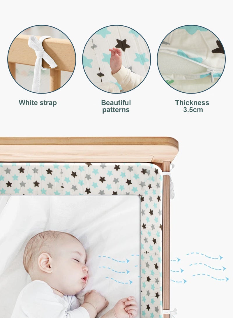 أوربازار واقي سرير قابل للتنفس، بطانة شبكية قابلة للتنفس، غطاء حاجز سرير، واقي سرير أطفال، واقي سرير أطفال للأولاد والبنات، غطاء سرير قابل للتنفس، واقي سرير أطفال 130x30x2 سم - Image 4