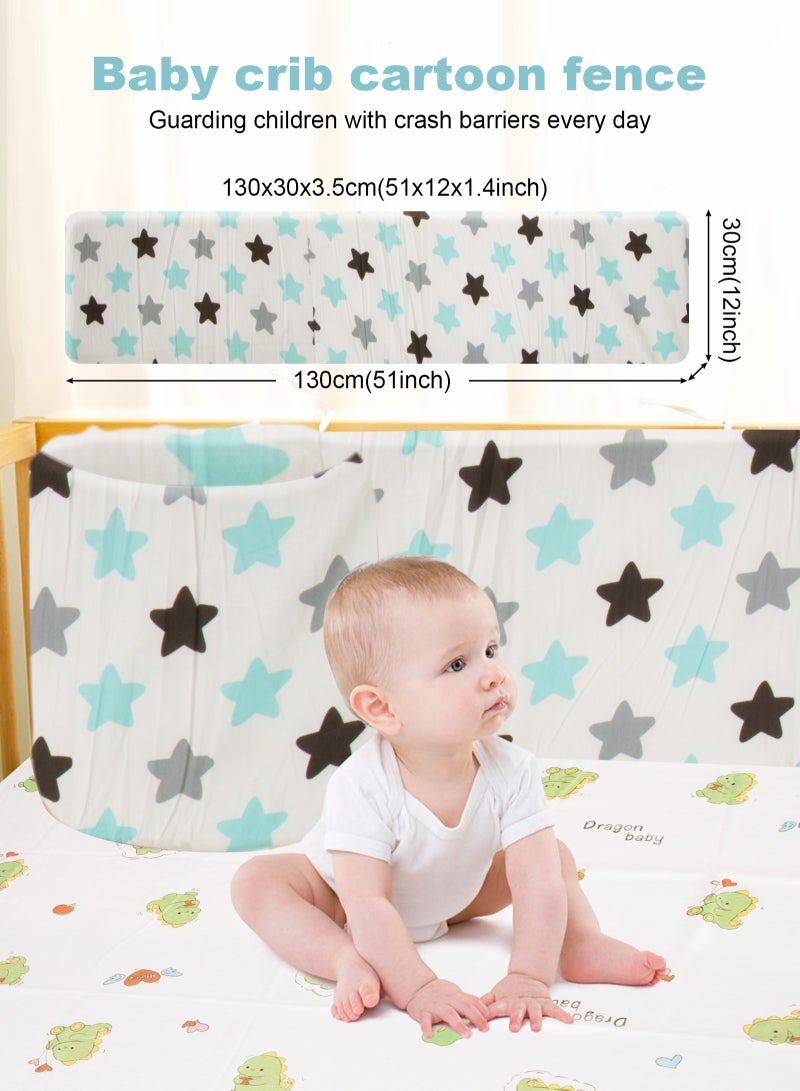 أوربازار واقي سرير قابل للتنفس، بطانة شبكية قابلة للتنفس، غطاء حاجز سرير، واقي سرير أطفال، واقي سرير أطفال للأولاد والبنات، غطاء سرير قابل للتنفس، واقي سرير أطفال 130x30x2 سم - Image 2