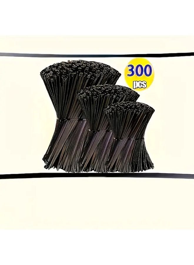 300 Pack Heavy Duty Adjustable Tie Wraps Black 3.94 5.91 7.87 Inch All Weather Multi Purpose - Image 1