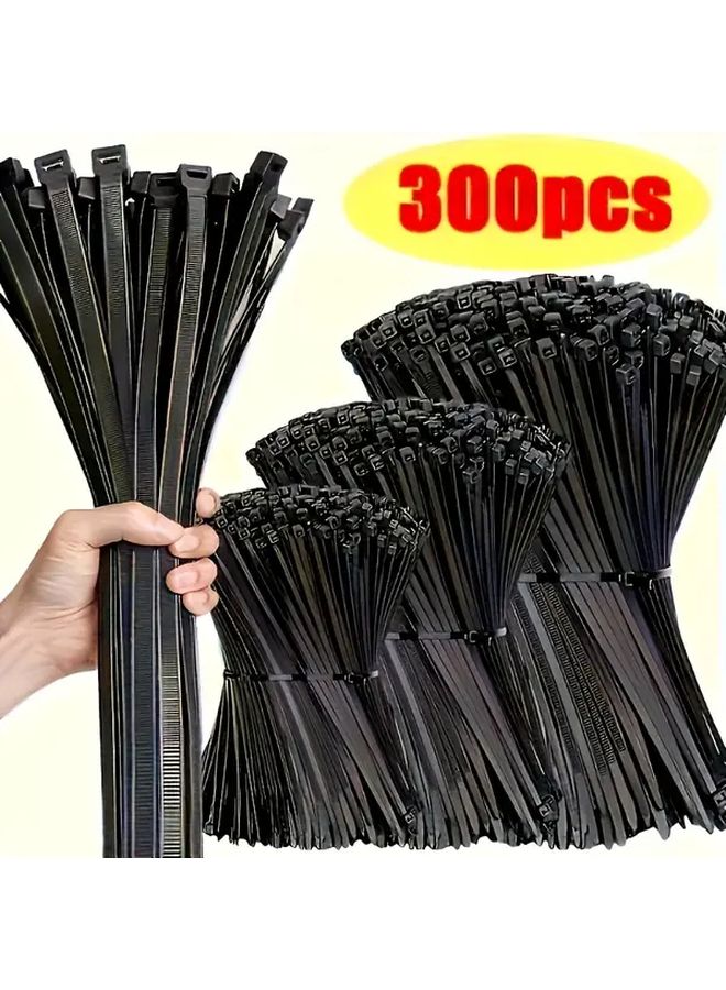 300 Pack Heavy Duty Adjustable Tie Wraps Black 3.94 5.91 7.87 Inch All Weather Multi Purpose - Image 2