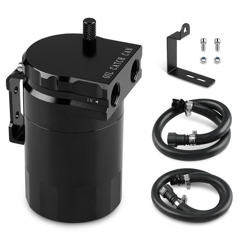 JDMON Oil Catch Can, Aluminum Oil Separator Tank Compatible with 2014-2018 Chevy Silverado 1500 GMC Sierra 1500, 2015-2020 Chevy Tahoe Suburban GMC Yukon, Oil Air Reservoir with Fuel Line, 350ML,Black - Image 1