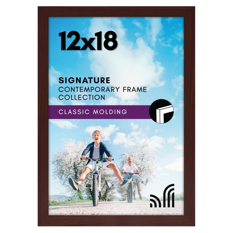 Americanflat 12x18 Poster Frame with ShatterResistant Glass  Signature Collection  GalleryStyle Frames Made of Engineered Wood  Photo Frame for Wall Display  Mahogany