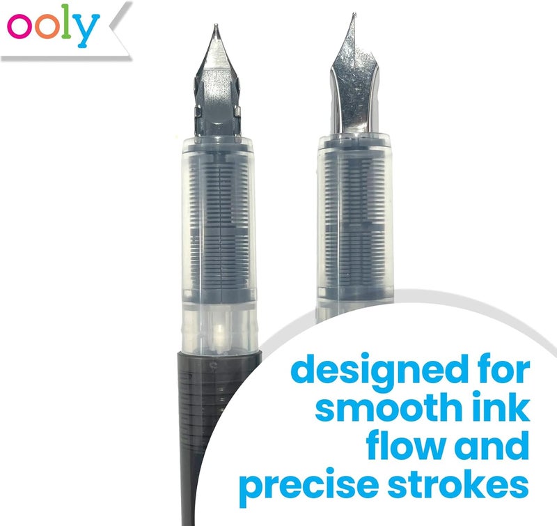 Ooly Splendid Duo Fountain Pens: Black & Blue Inks - Set of 2 Pens & 4 Cartridges, School Supplies - Image 3