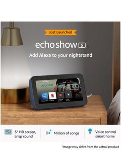 REBENUO Smart Home Systems Echo Show 5  (2rd Gen, 2021 release), Smart Display & alarm clock with clearer sound | Use your voice to control smart home devices, play music or Quran, & more (speaks Khaleeji) black  - Image 4