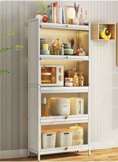 GoldenLike Kitchen Storage Cabinet,5 Tier Dustproof Storage Shelves with Clear Door,Multifunction Metal Storage Rack Organizer for Living Room Dining Room Bedroom Kitchen-Microwave Oven Rack  - Image 1