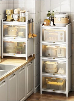 GoldenLike Kitchen Storage Cabinet,5 Tier Dustproof Storage Shelves with Clear Door,Multifunction Metal Storage Rack Organizer for Living Room Dining Room Bedroom Kitchen-Microwave Oven Rack  - Image 2