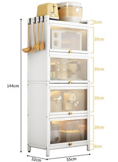 GoldenLike Kitchen Storage Cabinet,5 Tier Dustproof Storage Shelves with Clear Door,Multifunction Metal Storage Rack Organizer for Living Room Dining Room Bedroom Kitchen-Microwave Oven Rack  - Image 3