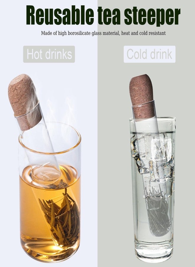 Realand Tea Infuser for Loose Leaf Tea, Glass Tea Infuser Tea Strainer with Teaspoon & Cleaning Brush, Reusable Loose Leaf Tea Steeper with Cork, Tea Diffusers for Loose Tea - Image 4