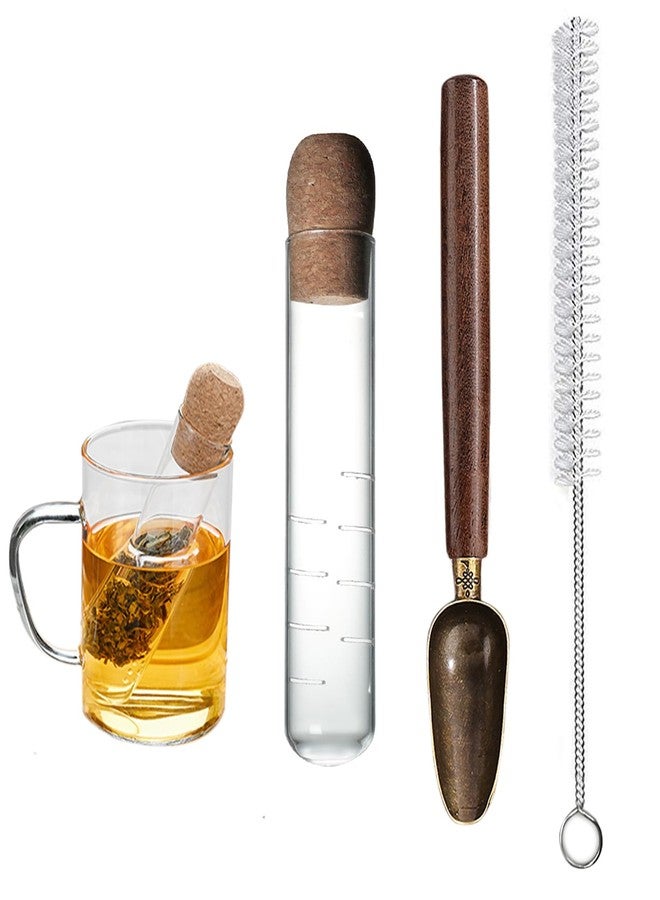 Realand Tea Infuser for Loose Leaf Tea, Glass Tea Infuser Tea Strainer with Teaspoon & Cleaning Brush, Reusable Loose Leaf Tea Steeper with Cork, Tea Diffusers for Loose Tea - Image 1