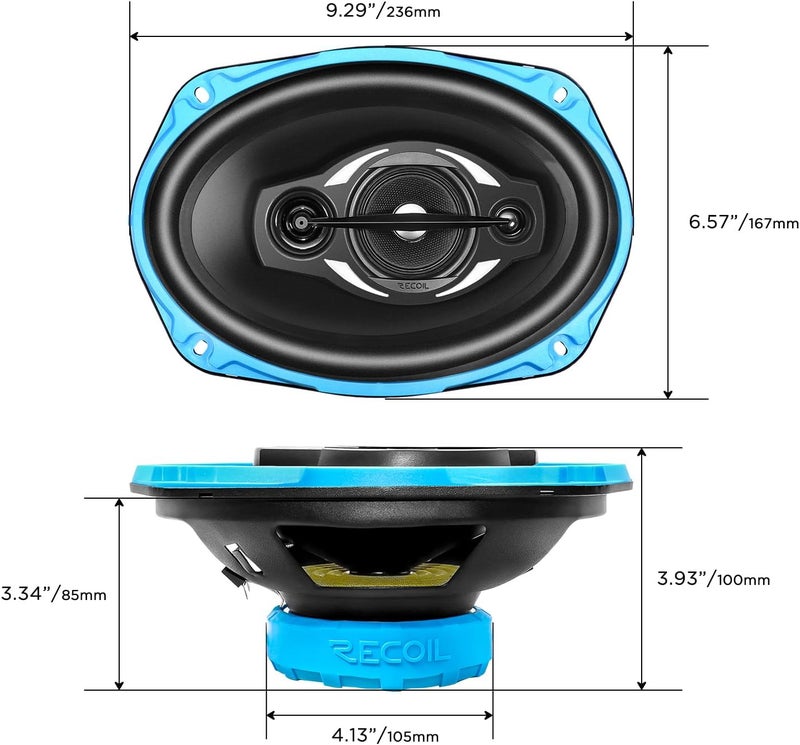 RECOIL RCX694 Echo Series 4-Way 6X9-Inch Car Audio Coaxial Speaker System with Grilles, Sold in Pairs - Image 5