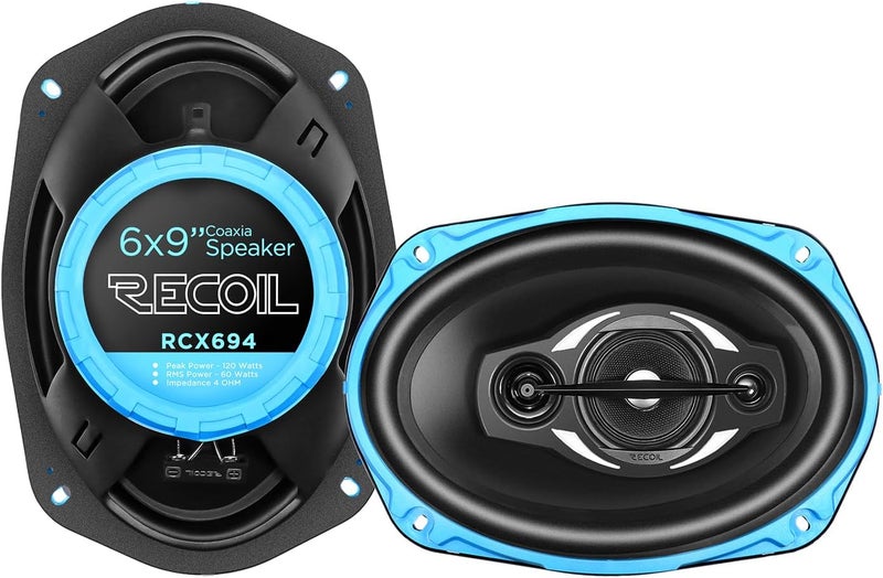 RECOIL RCX694 Echo Series 4-Way 6X9-Inch Car Audio Coaxial Speaker System with Grilles, Sold in Pairs - Image 1