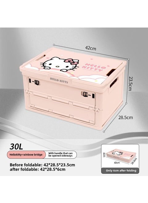 Kitty Folding Storage Box Outdoor Camping Storage Car Trunk Storage Box Car Girl Camping Storage-Specifications:Pink Kt30 Liter With Handle That Can Be Opened Sideways And Folded-Color:Standard