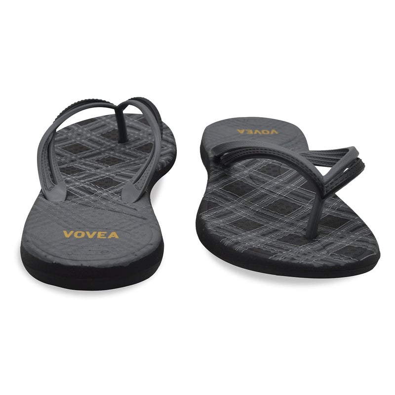 VOVEA Flip Flops For Women Non-Slip Bathroom Shower Shoes Cushion foam Indoor and Outdoor Sandals,Black-grey US 9 - Image 5