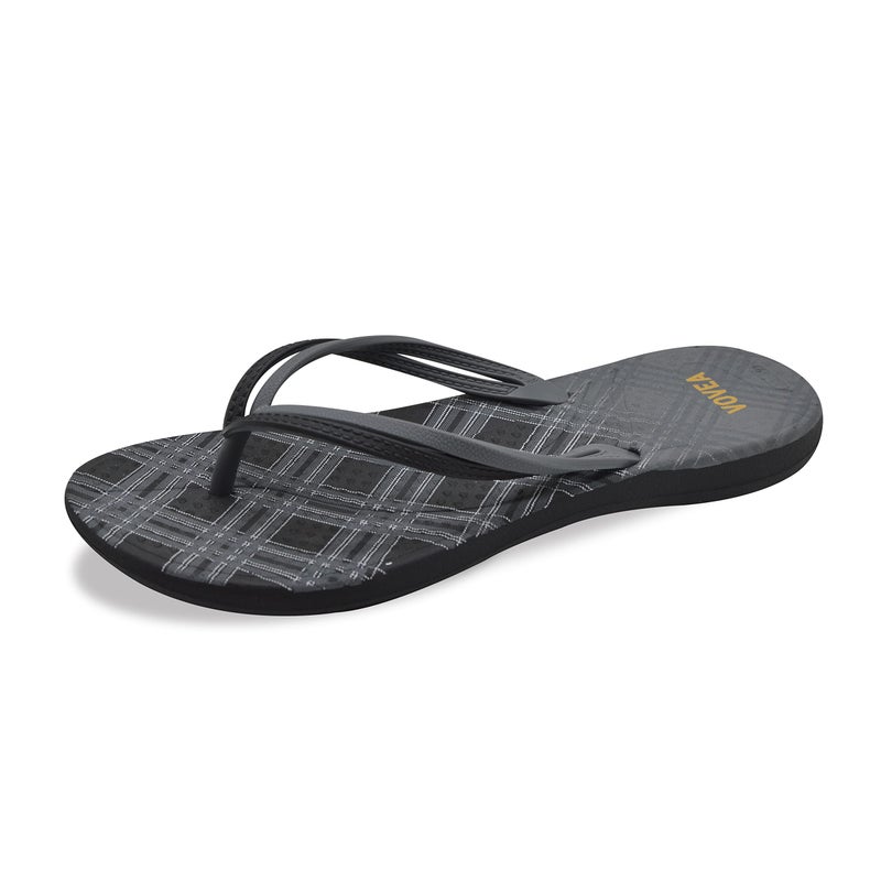 VOVEA Flip Flops For Women Non-Slip Bathroom Shower Shoes Cushion foam Indoor and Outdoor Sandals,Black-grey US 9 - Image 1