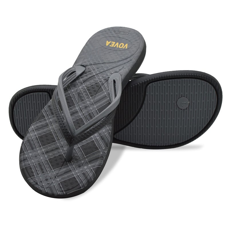 VOVEA Flip Flops For Women Non-Slip Bathroom Shower Shoes Cushion foam Indoor and Outdoor Sandals,Black-grey US 9 - Image 3