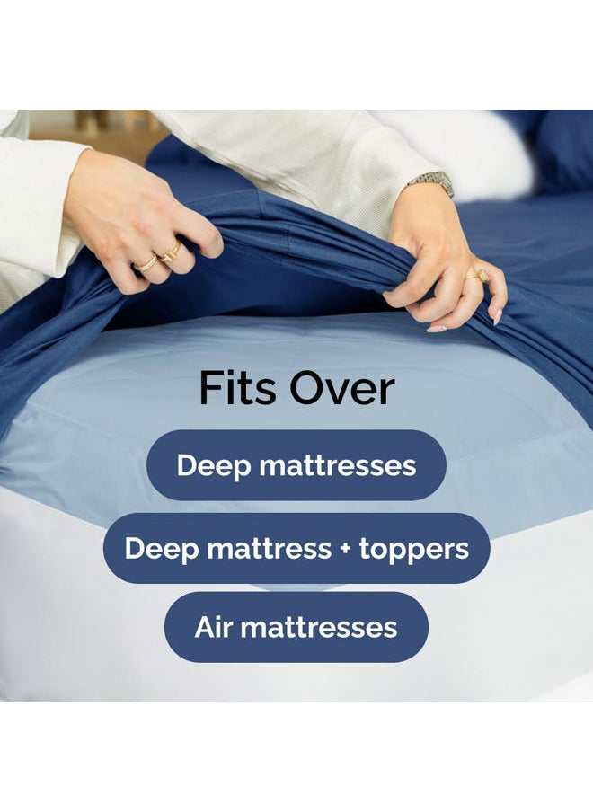 Signoola Fitted Sheet Set Of 1 Piece - Comfy Breathable & Cooling Sheets - Hotel Luxury Bed Sheets ( 240 x 250 cm )  - Deep Pockets, Easy-Fit, Extra Soft - Navy blue - pzsku/ZDF760758190CBECCE13DZ/45/_/1727784767/376aee40-d686-4cd1-b9ab-e31666608045