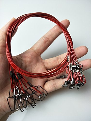 Laxygo 20pcs Fishing Wire Leaders Heavy Duty Fishing Stainless Steel Wire Leaders 150LB High Strength Fishing Leaders with Swivels and Snaps Black/Red/Green - Image 4