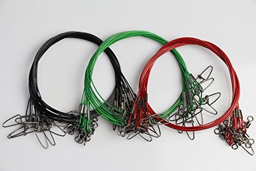Laxygo 20pcs Fishing Wire Leaders Heavy Duty Fishing Stainless Steel Wire Leaders 150LB High Strength Fishing Leaders with Swivels and Snaps Black/Red/Green - Image 5