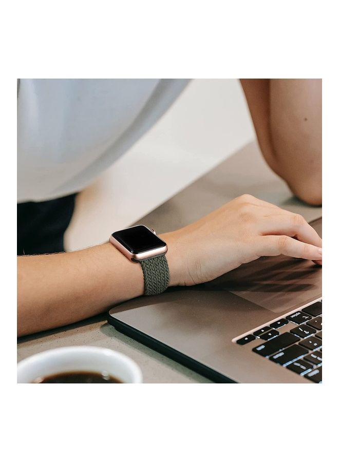 Nylon Solo Loop Strap Compatible with Apple Watch 38/40mm SE /Series 7/6/5/4/3/2/1 ArmyGreen - Image 3
