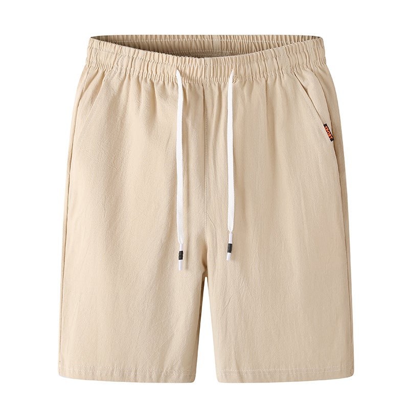 Foreign Trade 2023 Summer Men's Casual Solid Color Linen Shorts Men's Loose Cotton and Linen Beach Shorts - Image 1