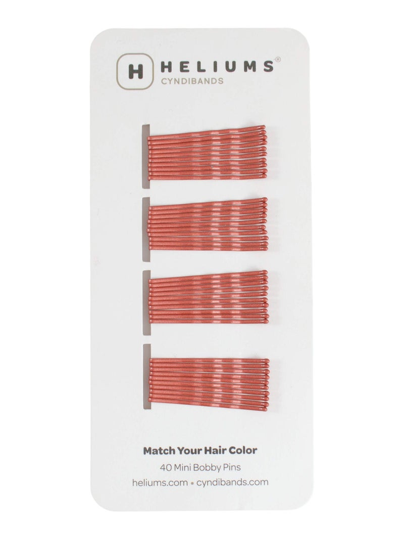 Heliums Mini Bobby Pins - Auburn Red - 40 Pack, 1.5 Inch Small Hair Pins For Thin Hair & Kids - Image 1