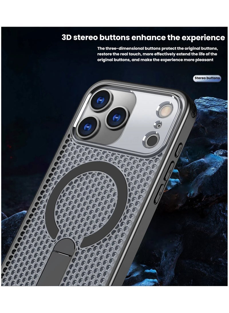 general Compatible with iPhone 17 Pro Max magnetic stand phone case drop-resistant anti-fingerprint full protection - Image 2