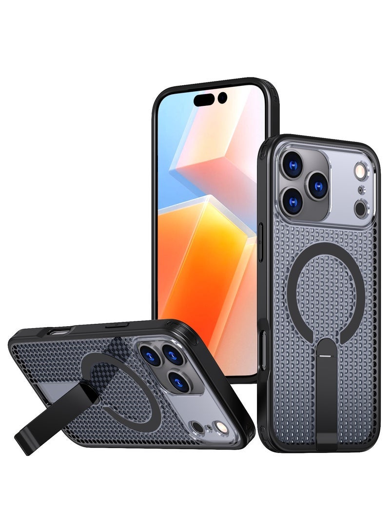 general Compatible with iPhone 17 Pro Max magnetic stand phone case drop-resistant anti-fingerprint full protection - Image 1