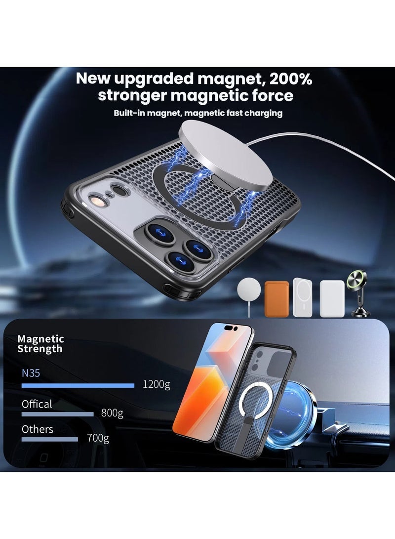 general Compatible with iPhone 17 Pro Max magnetic stand phone case drop-resistant anti-fingerprint full protection - Image 3