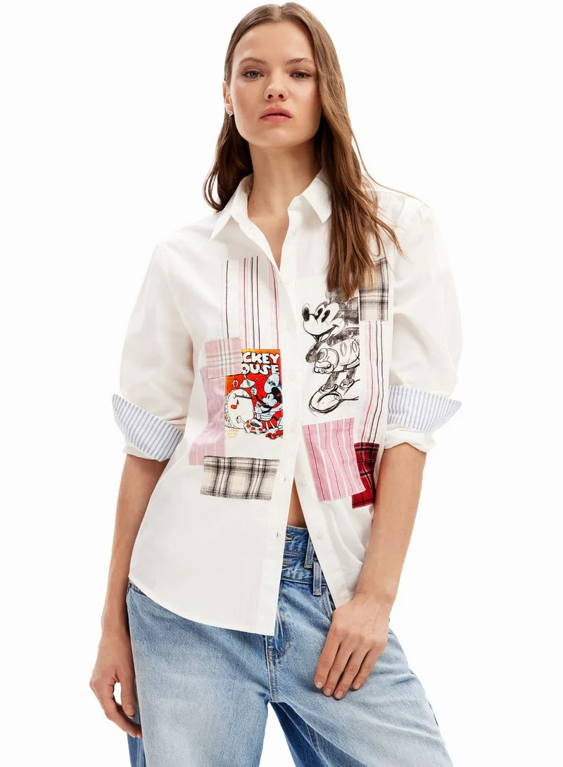 DESIGUAL Patchwork Mickey Mouse Printed Shirt