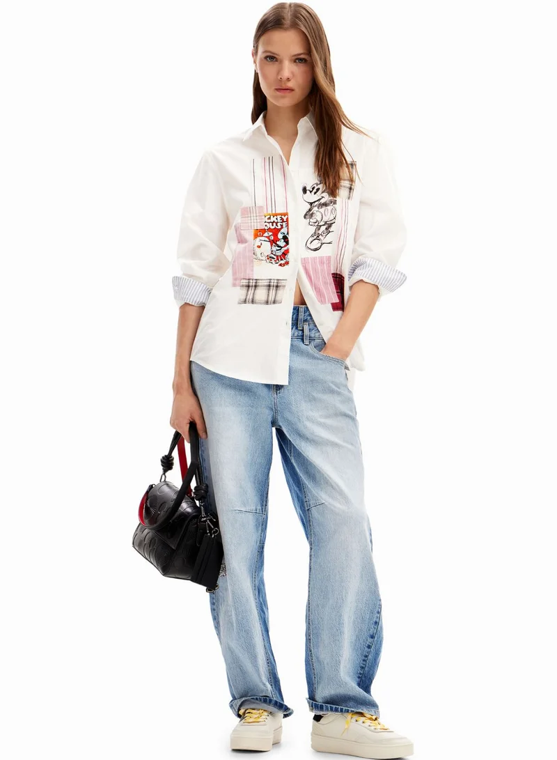 DESIGUAL Patchwork Mickey Mouse Printed Shirt