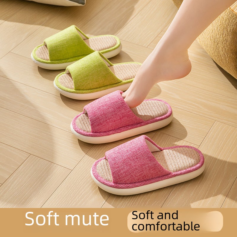 Linen Slippers for Women in Spring and Autumn, Sweat-Absorbent, Non-Slip, Indoor, Japanese Style, Breathable, Soft-Soled, Candy-Colored, Lightweight - Image 3