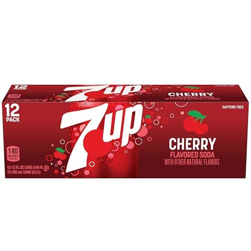 Dr Pepper 7UP Cherry Flavored Soda, 12 fl oz cans, 12 pack - Image 4