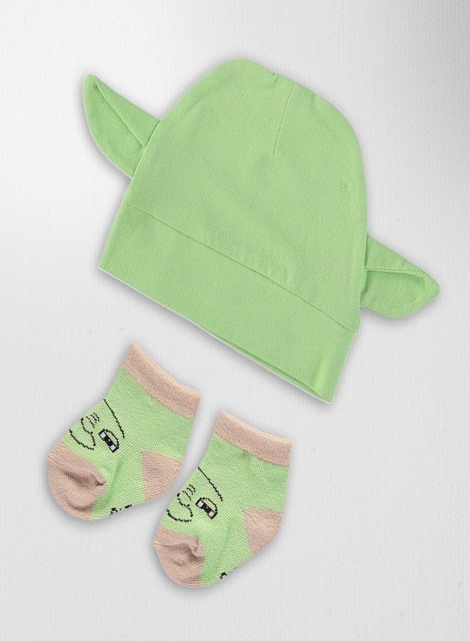 Happy Threads Star Wars Baby Boys Clothing 3-Piece Gift Set with Baby Bodysuit, Hat, and Socks - Star Wars Baby Clothes (Brown/Green, 0-3M) - Image 4