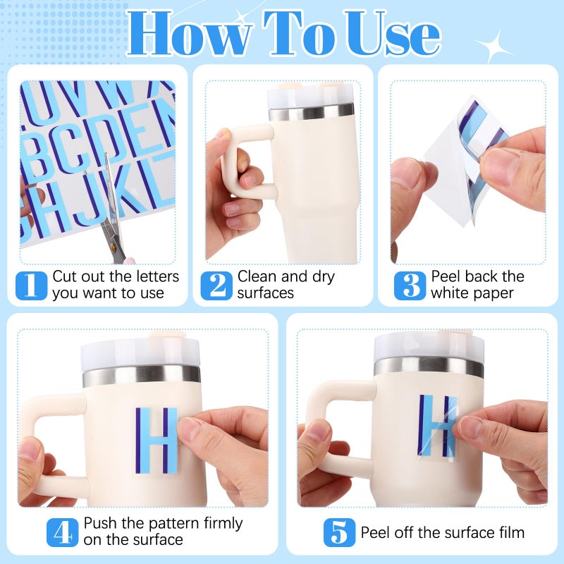 ForraFun 8 Sheet Personalized UV DFT Vinyl Letter Stickers Waterproof Shadow Monogram for Pool Bag Cup Wrap Decal Sticker for Tumbler Cups Water Bottle DIY Crafts, Laptop, Cars Decor - Image 2