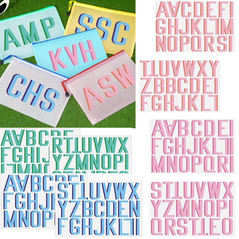 ForraFun 8 Sheet Personalized UV DFT Vinyl Letter Stickers Waterproof Shadow Monogram for Pool Bag Cup Wrap Decal Sticker for Tumbler Cups Water Bottle DIY Crafts, Laptop, Cars Decor - Image 1
