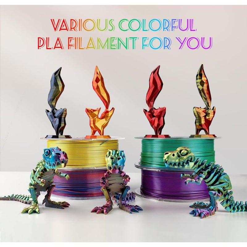Protomont TECHNOLOGIES FiLAMONT PLA Silk Filament 1.75mm, 3D Printer Filament, Shiny Silk 1.75 PLA Filament, 1kg(2.2Lbs)/Spool (Silk RED Green Purple) - Image 4