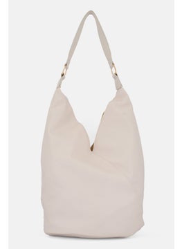 French Connection Women Brand Logo Shoulder Bag  40 L x 45 H x 19 W cm, Off White  - Image 2