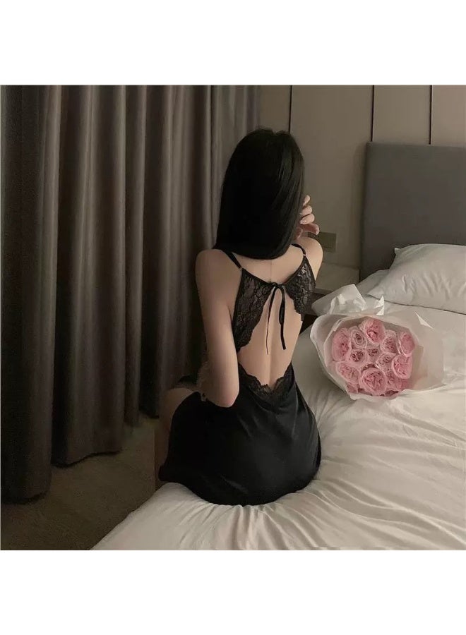 ثوب نوم رقيق دانتيل مكشوف الظهر – بيجامة ناعمة وأنثوية للنساء – لفصل الصيف - Image 3