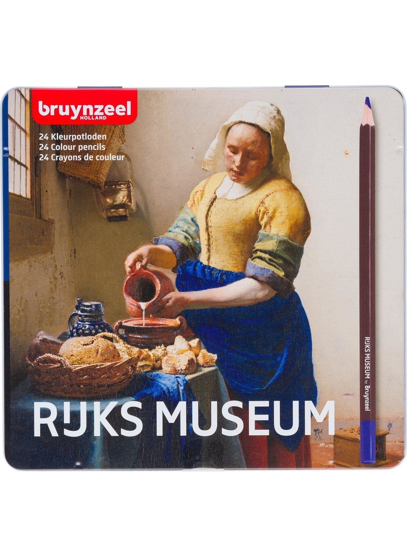 Bruynzeel - Color Pencils Rijksmuseum The Milkmaid Set Dry Crayons Set 24 Colors Metal Box - Image 1