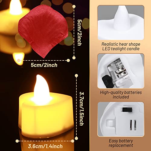 cridoz 2000 Pieces Artificial Rose Petals with 24 LED Tea Lights Candles, Romantic Decorations Special Night Set for Night, Valentine's Day, Wedding Anniversary or Table Décor, Warm White - Image 3