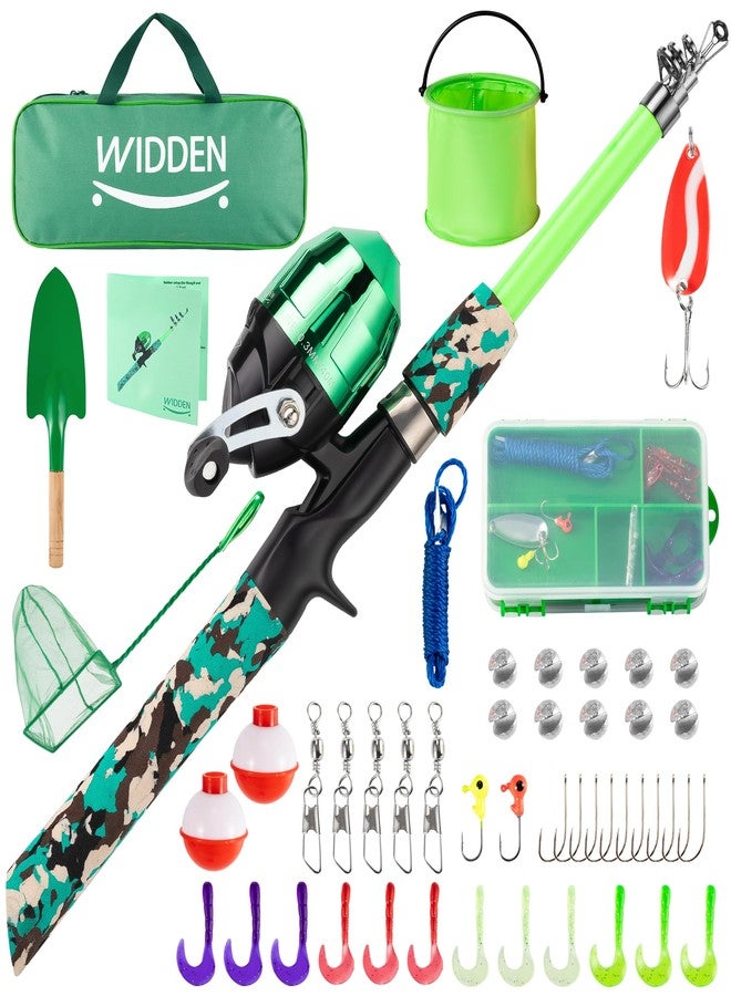 WIDDEN Kids Fishing Pole, Portable Telescopic Kids Fishing Poles for Boys and Girls, Fishing Rod and Reel Combo Kit with Tackle Box, and Fishing Net, Best Fishing Pole for Toddler Youth - Image 1