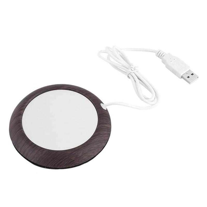 USB Cup Warmer Coaster Coffee Mug Warmer for Desk Heating Pad Desktop Wood Grain Heat Beverage Mug Mat Tea Coffee Heater Pad for Home OfficeDark Wooden Grain