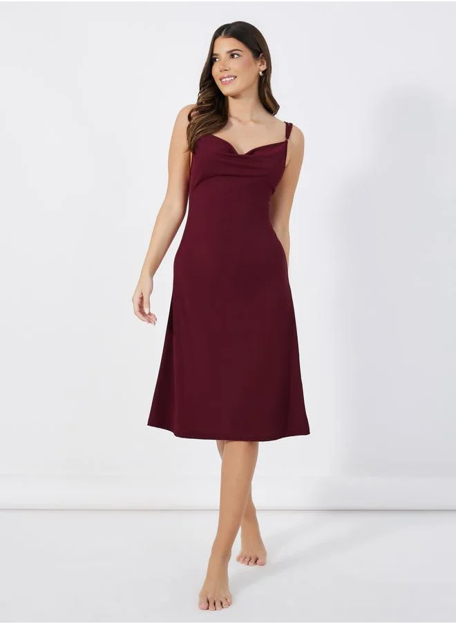 Styli Styli Lace Butterfly Back Detail Ribbed Slip Dress