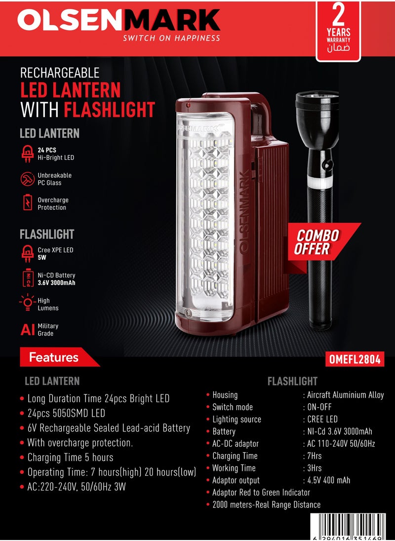 Olsenmark - Rechargeable LED Emergency Light With Flashlight Brown/Black - Image 1