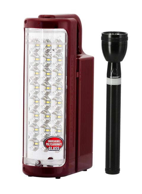 Rechargeable LED Emergency Light With Flashlight Brown/Black