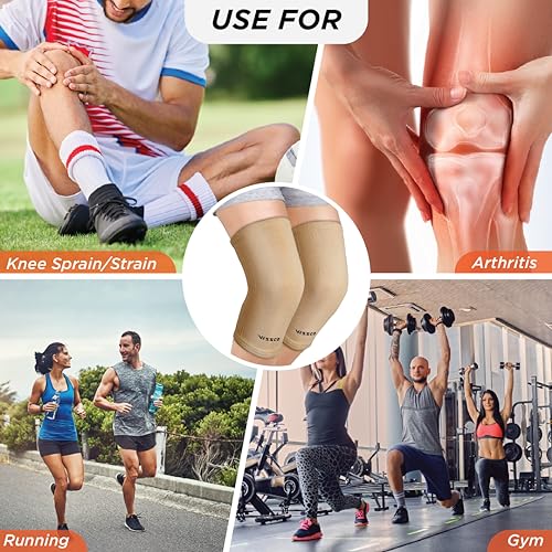 Vissco Tubular Elastic Knee Cap, Knee Support to provide Knee Pain Relief, Knee Cap For Sports, Football, Cricket, Walking And Workout (IN PAIR) - Medium (Beige) - Image 4