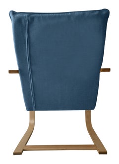 Moon Home and more.. Modern Bentwood Relaxing Chair Chenille Fabric Upholstered Relax Rocker Lounge Chair Blue  - Image 5