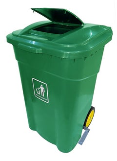 AKC AKC Outdoor Trash & Garbage Bin | Functional Waste Bin | Durable Plastic Finish | Rubber-Wheeled & Mobile | Suitable For Outdoor Areas, Villas, Malls, Restaurants, & More | 120 Liters | Green 