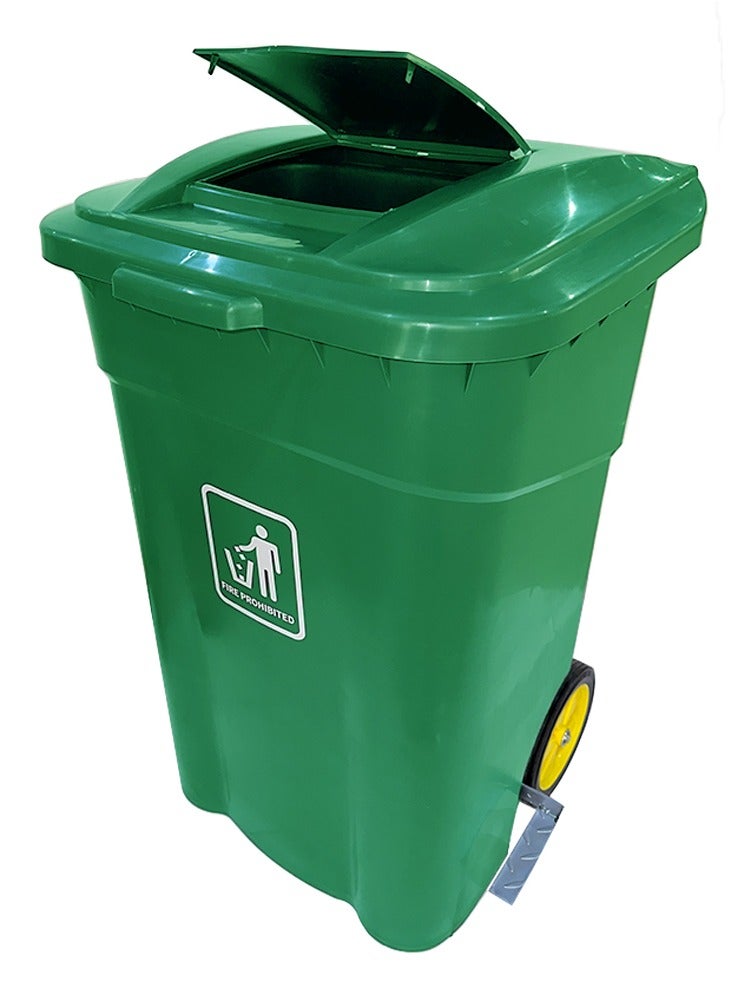 AKC AKC Outdoor Trash & Garbage Bin | Functional Waste Bin | Durable Plastic Finish | Rubber-Wheeled & Mobile | Suitable For Outdoor Areas, Villas, Malls, Restaurants, & More | 120 Liters | Green